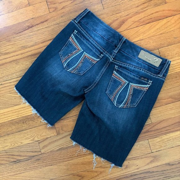 Seven7 Rhinestone Embellished Cut Off Jeans Shorts - Picture 2 of 5